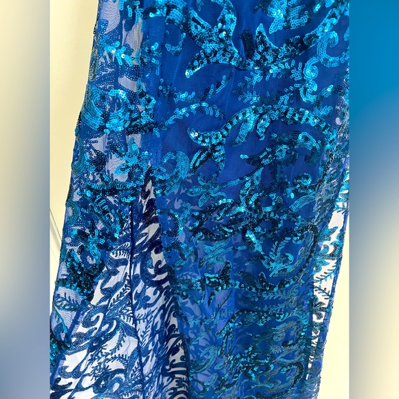 Skylar Sequin Maxi Homecoming Dress -Blue- - Lucy in the Sky - Picture 3 of 5